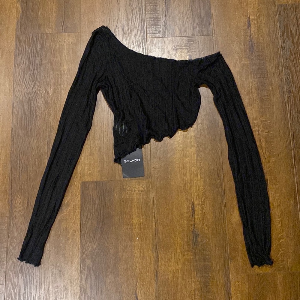 Y2k black off the shoulder crop top long sleeve